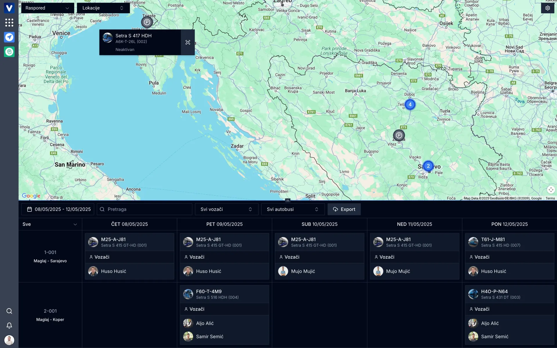 Velocity Hub — dispečing i raspored vožnji
