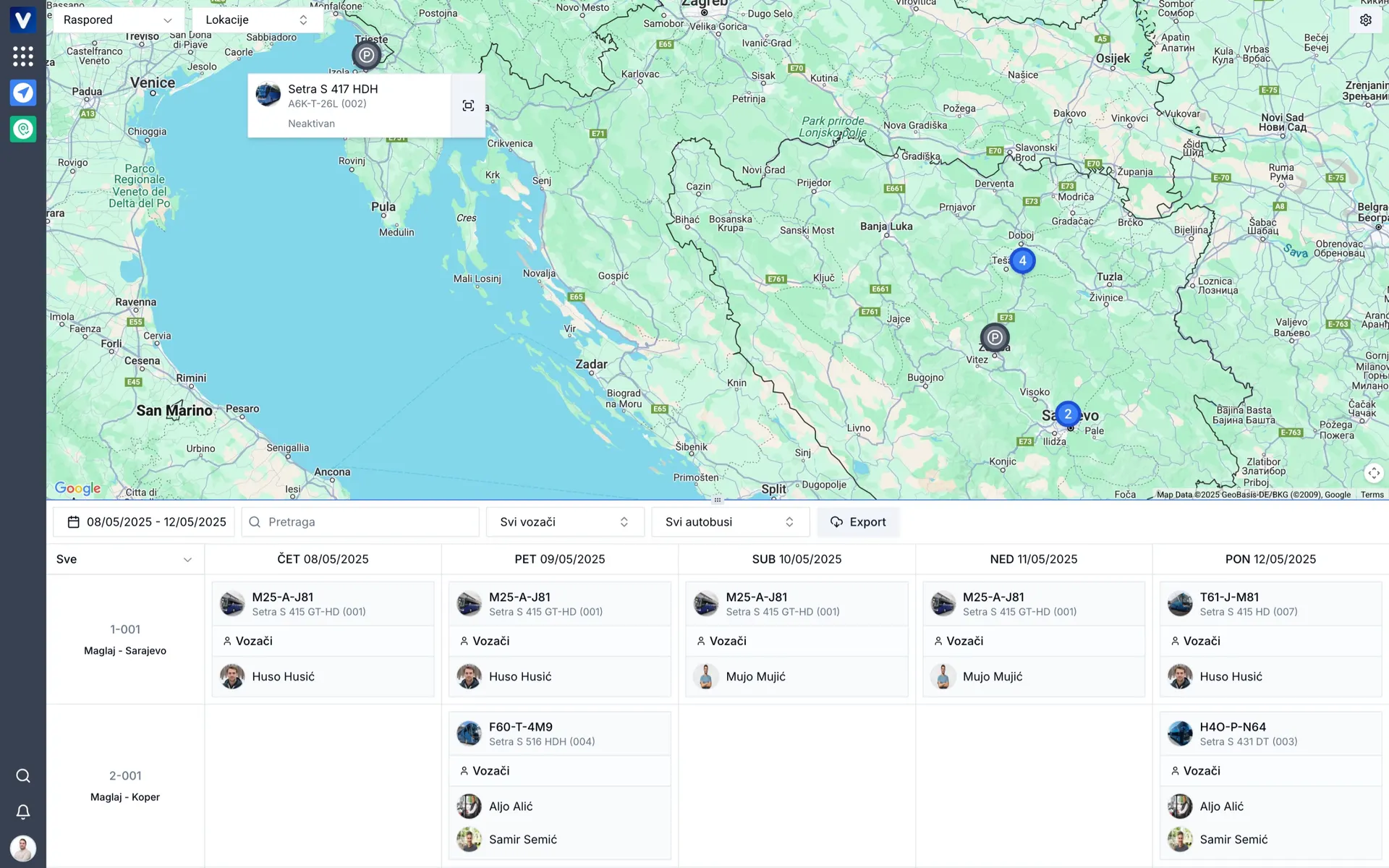 Velocity Hub — dispečing i raspored vožnji